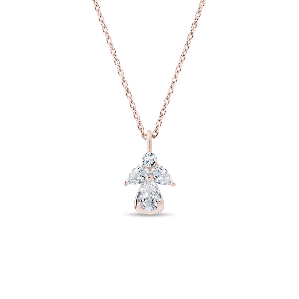 Náhrdelník s diamantovým andílkem v růžovém zlatě KLENOTA