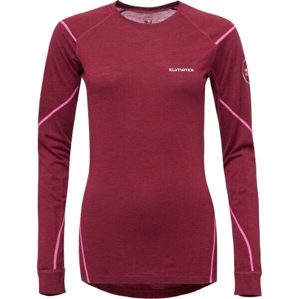 Klimatex WAAL MERINO Dámské merino triko, vínová, velikost