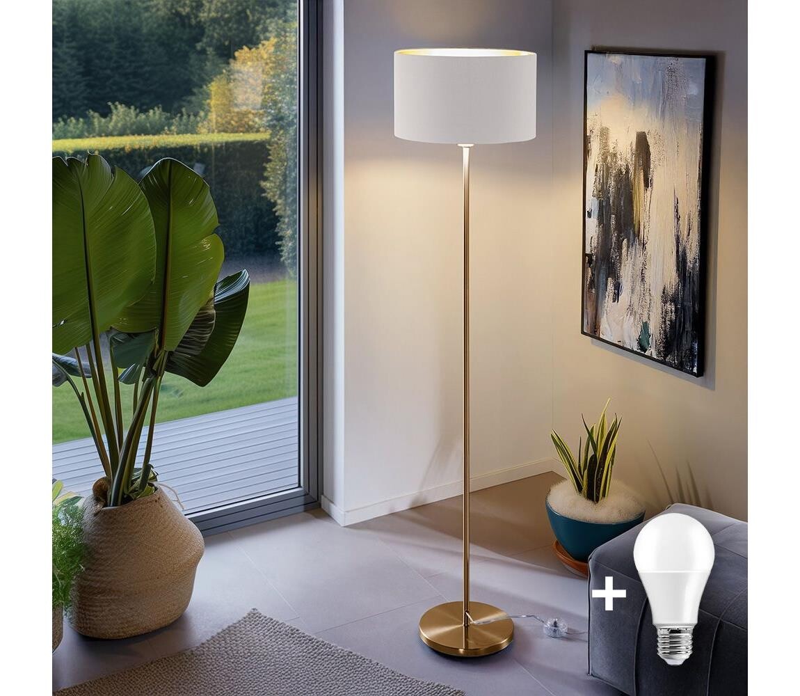 LED Stojací lampa TUNJA 1xE27/20W/230V pr. 38 cm zlatá/bílá