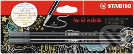 STABILO Pen 68 metallic 2 ks strieborná v Blistri - STABILO