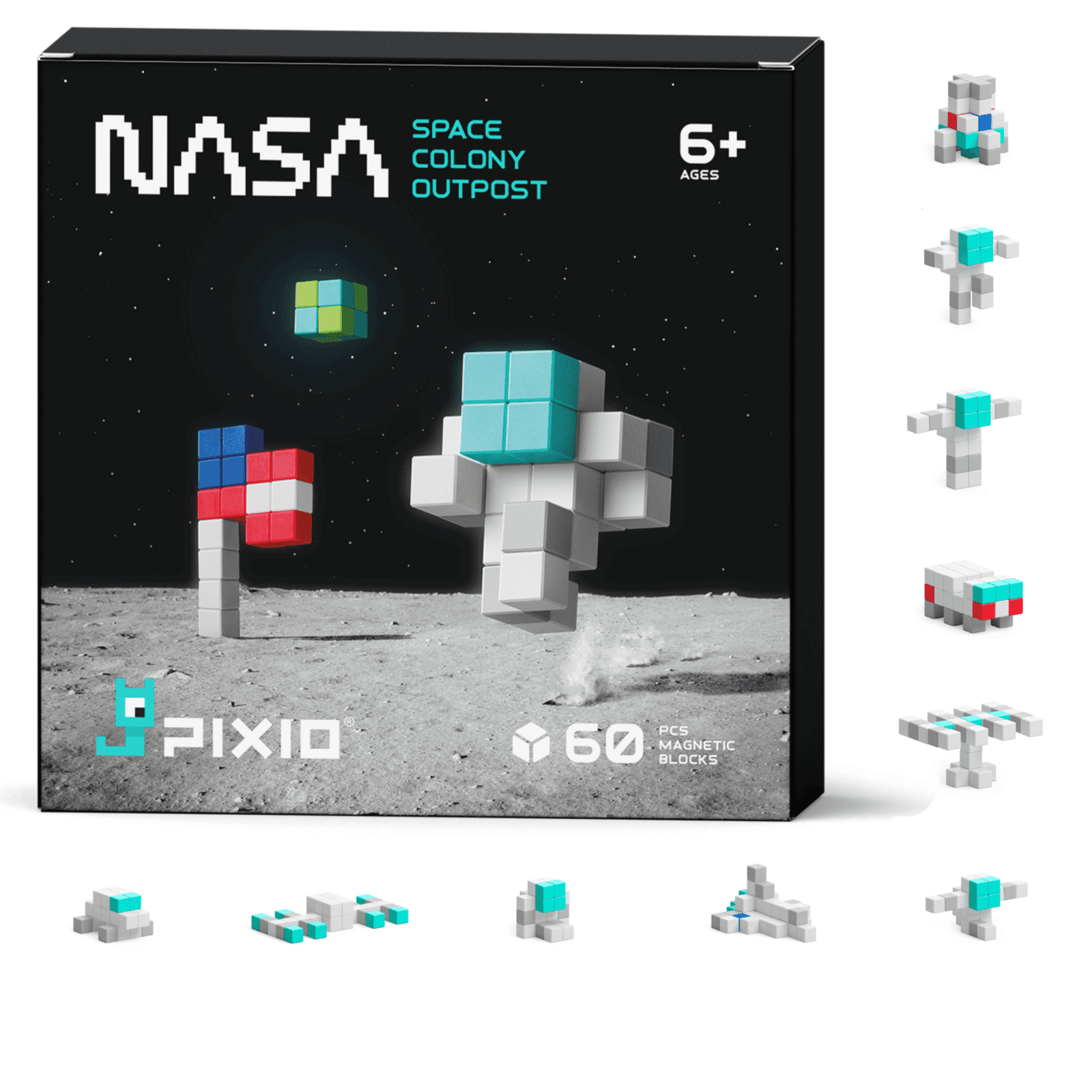 PIXIO magnetická stavebnice - NASA Space Colony - 60 ks