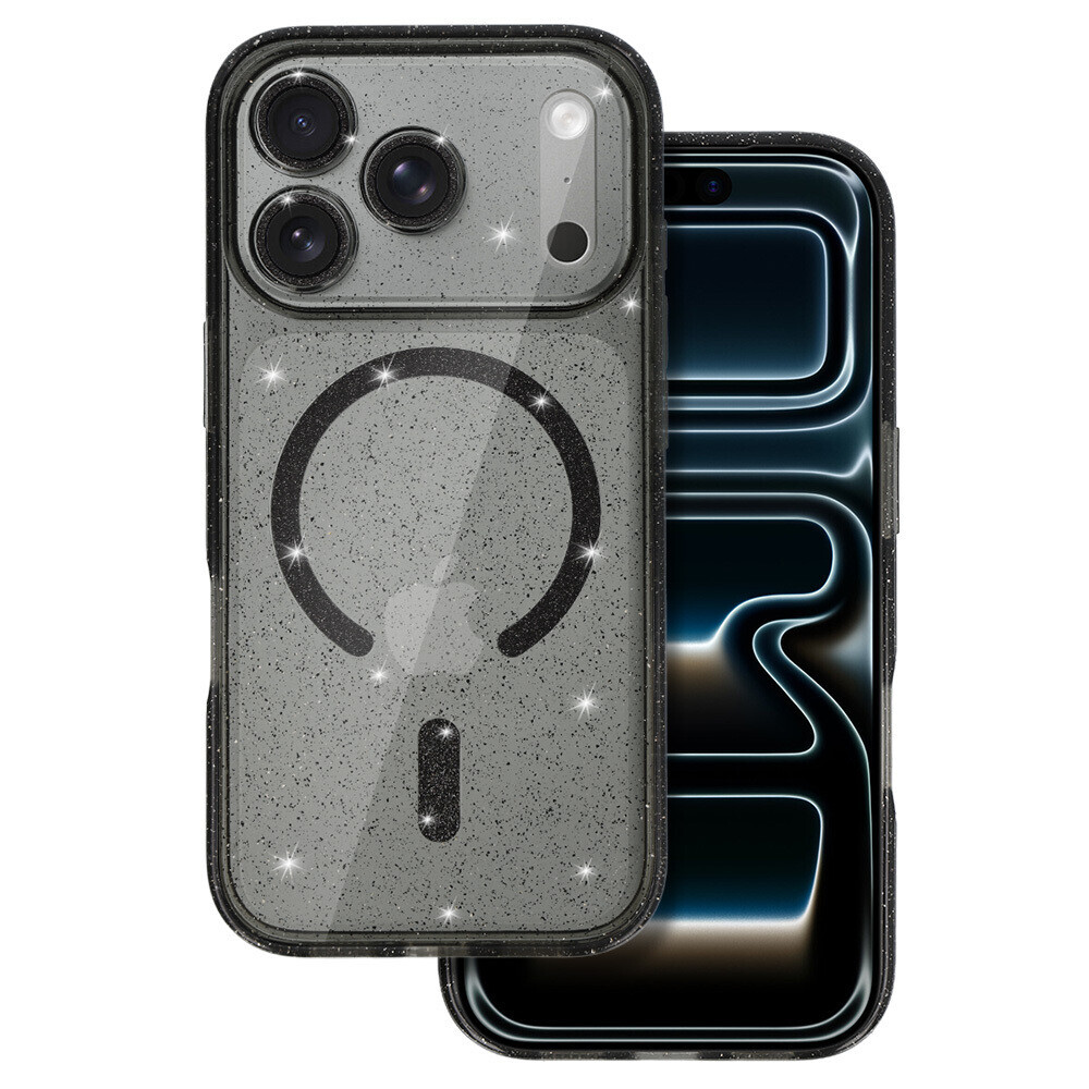 Zadní kryt Glitter Magsafe pro iPhone 17 Pro black clear