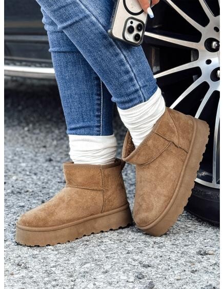 Dámské sněhové boty na platformě béžové