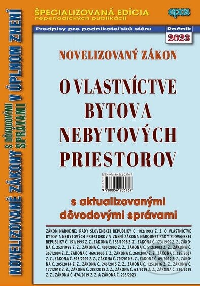 Novelizovaný Zákon o vlastníctve bytov a nebytových priestorov - Epos
