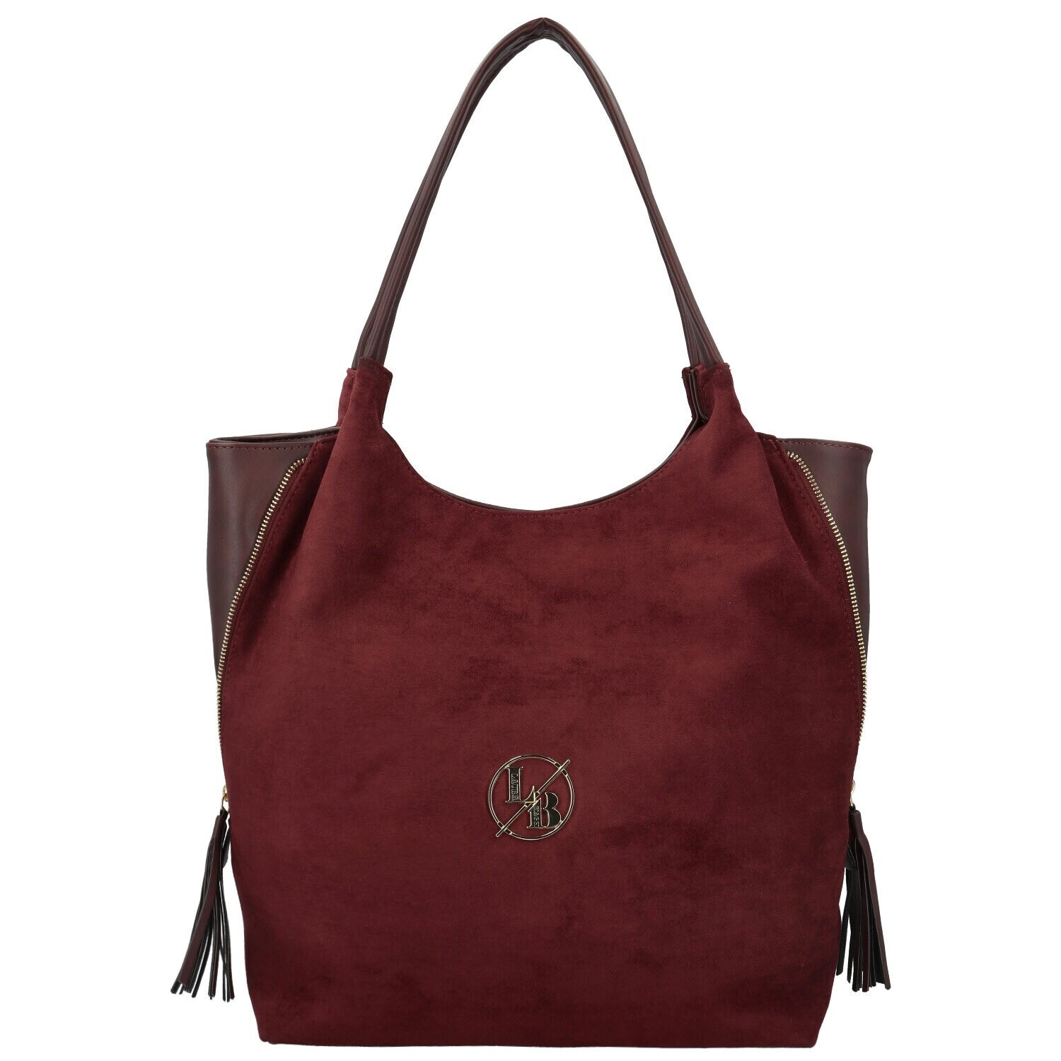 Dámská kabelka na rameno vínová/semiš - Laura Biaggi Laurise vínová