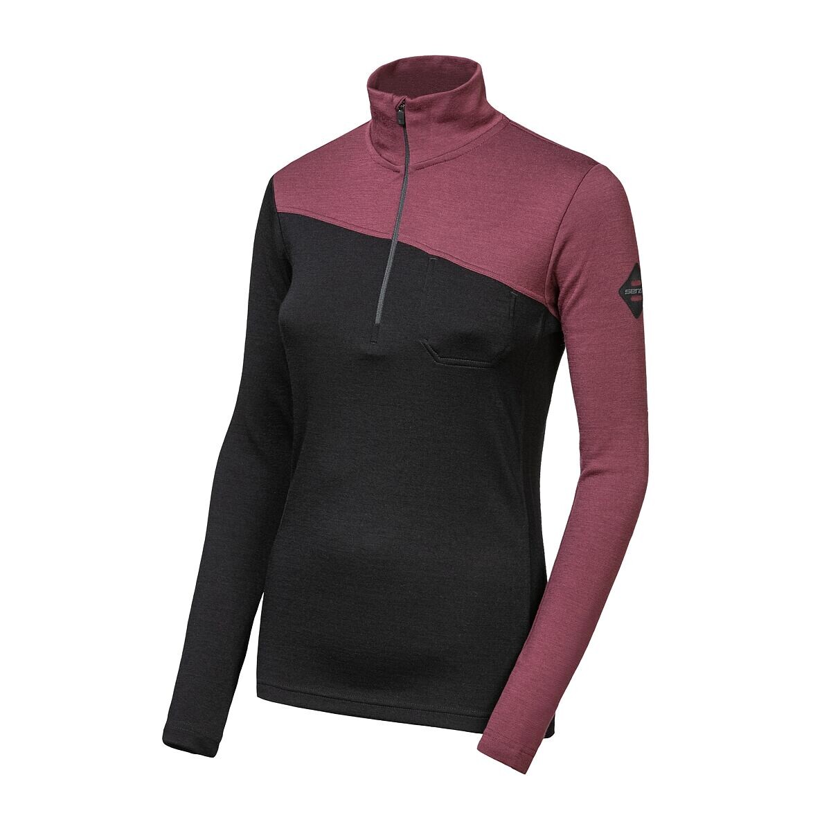 SENSOR MERINO EXTREME UP dámská mikina dl.rukáv zip černá/port red Velikost: XL