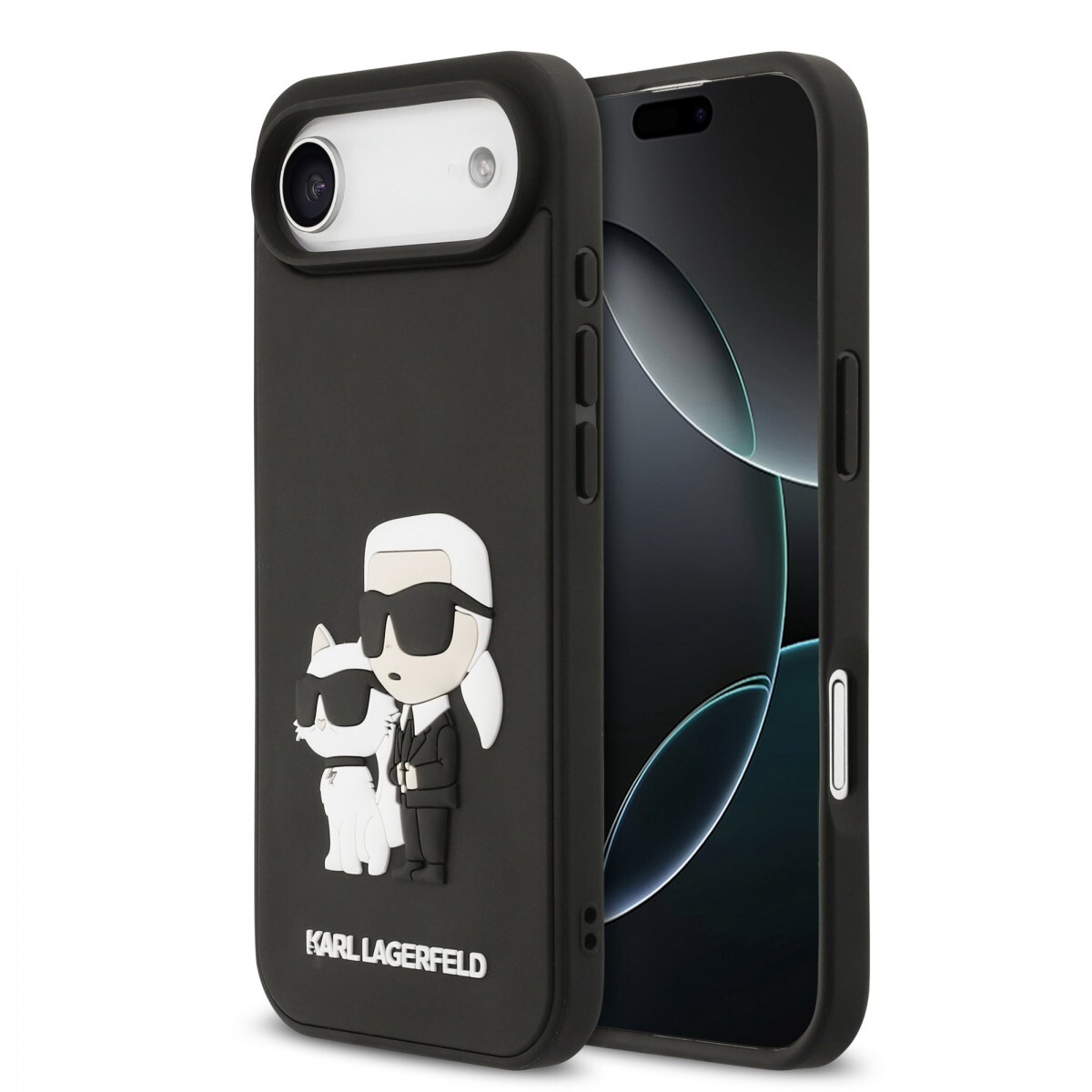 Zadní kryt Karl Lagerfeld 3D Rubber Karl and Choupette pro iPhone 17 Air Black