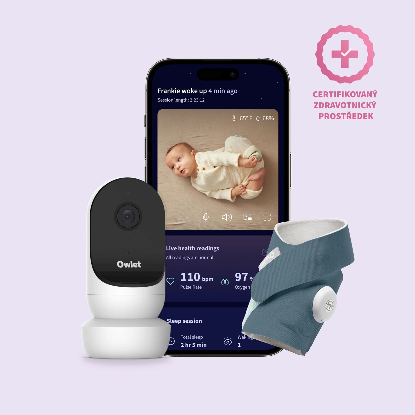 OWLET Dream Duo - Bedtime Blue, Chytrá ponožka  & kamera Cam 2
