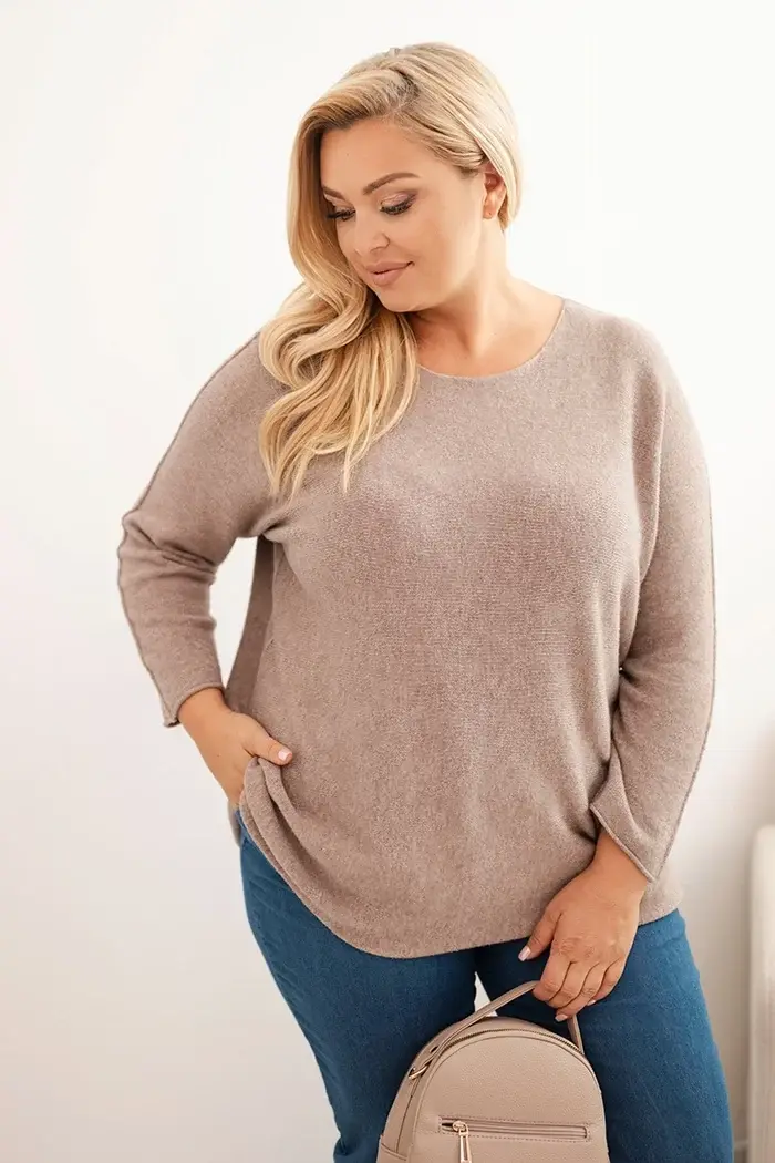 Kesi Włoski Dámský svetr plus size s lodičkovým výstřihem fango
