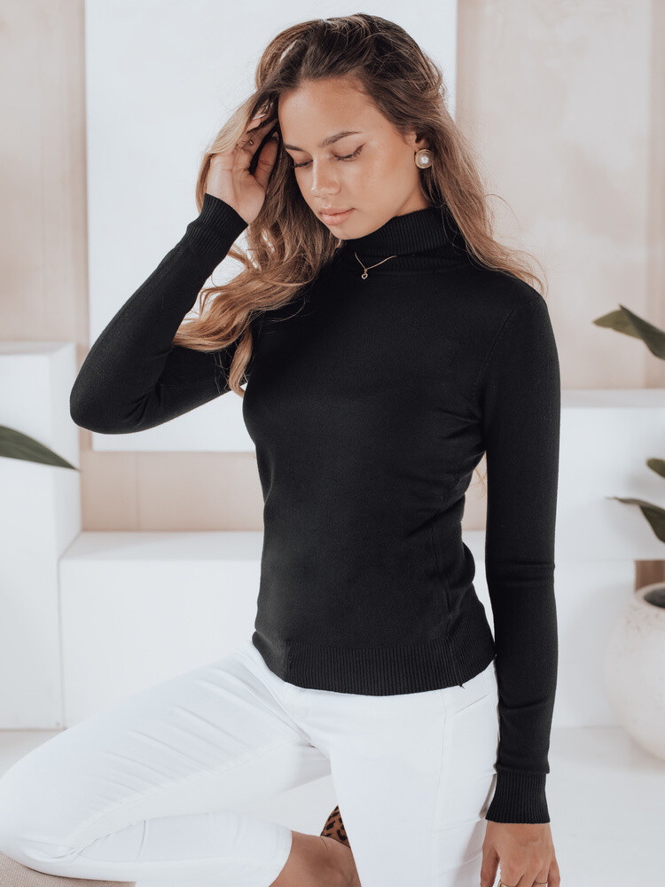 Damski sweter z golfem VANORIA czarny Dstreet