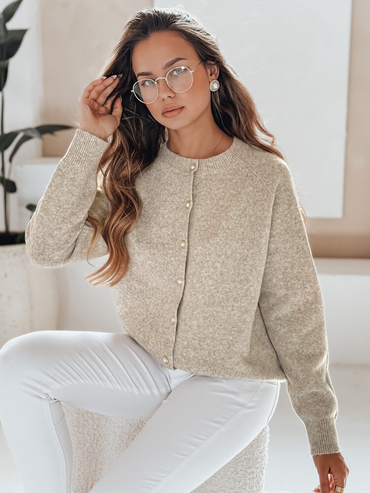 Damski sweter zapinany SELINA beżowy Dstreet