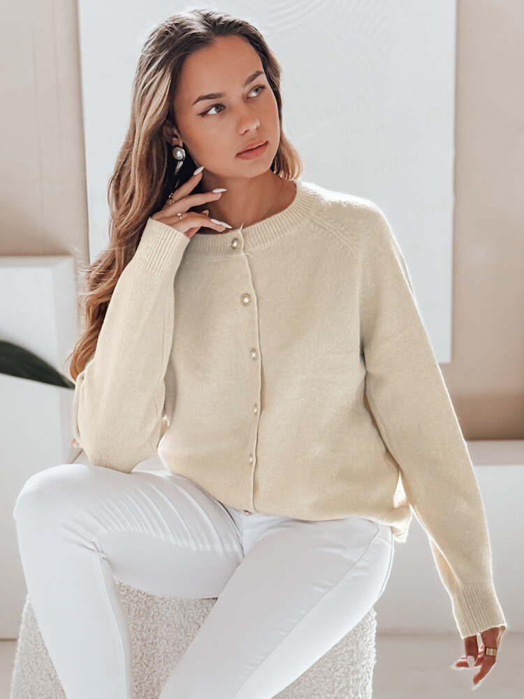Damski sweter zapinany SELINA ecru Dstreet