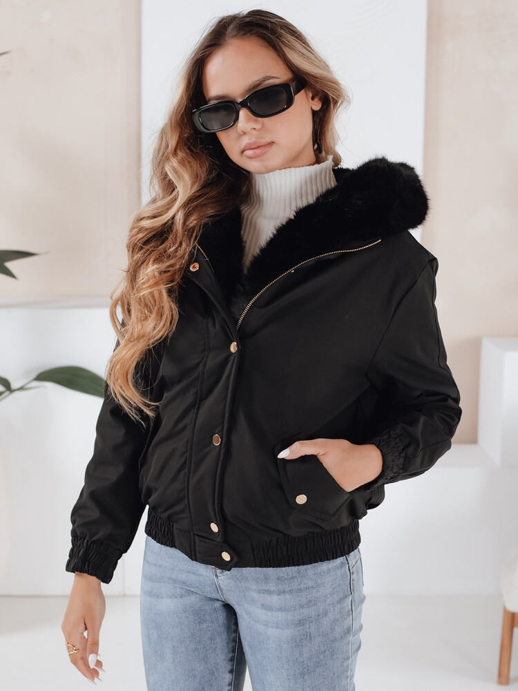 Kurtka damska zimowa VESSADA krótka z futerkiem czarna Dstreet