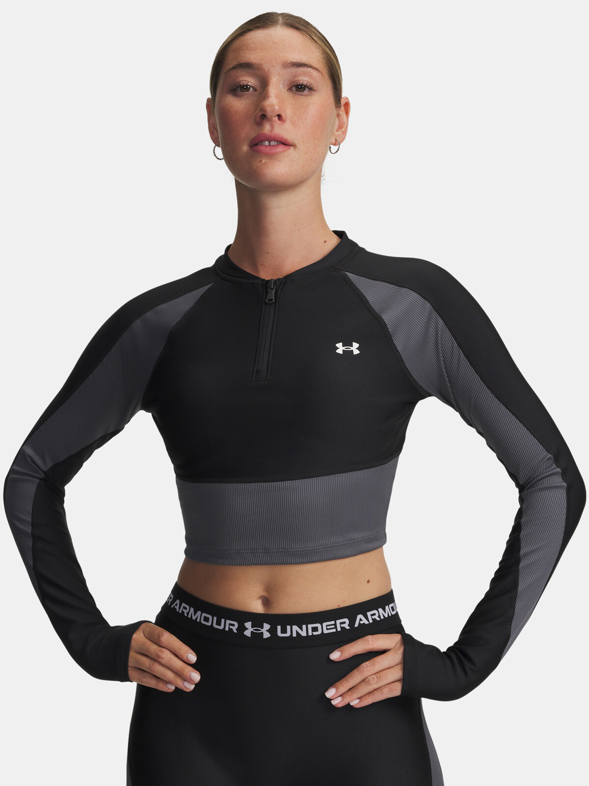 Dámské tričko Under Armour UA HG Rib 1/4 Zip-BLK - Dámské