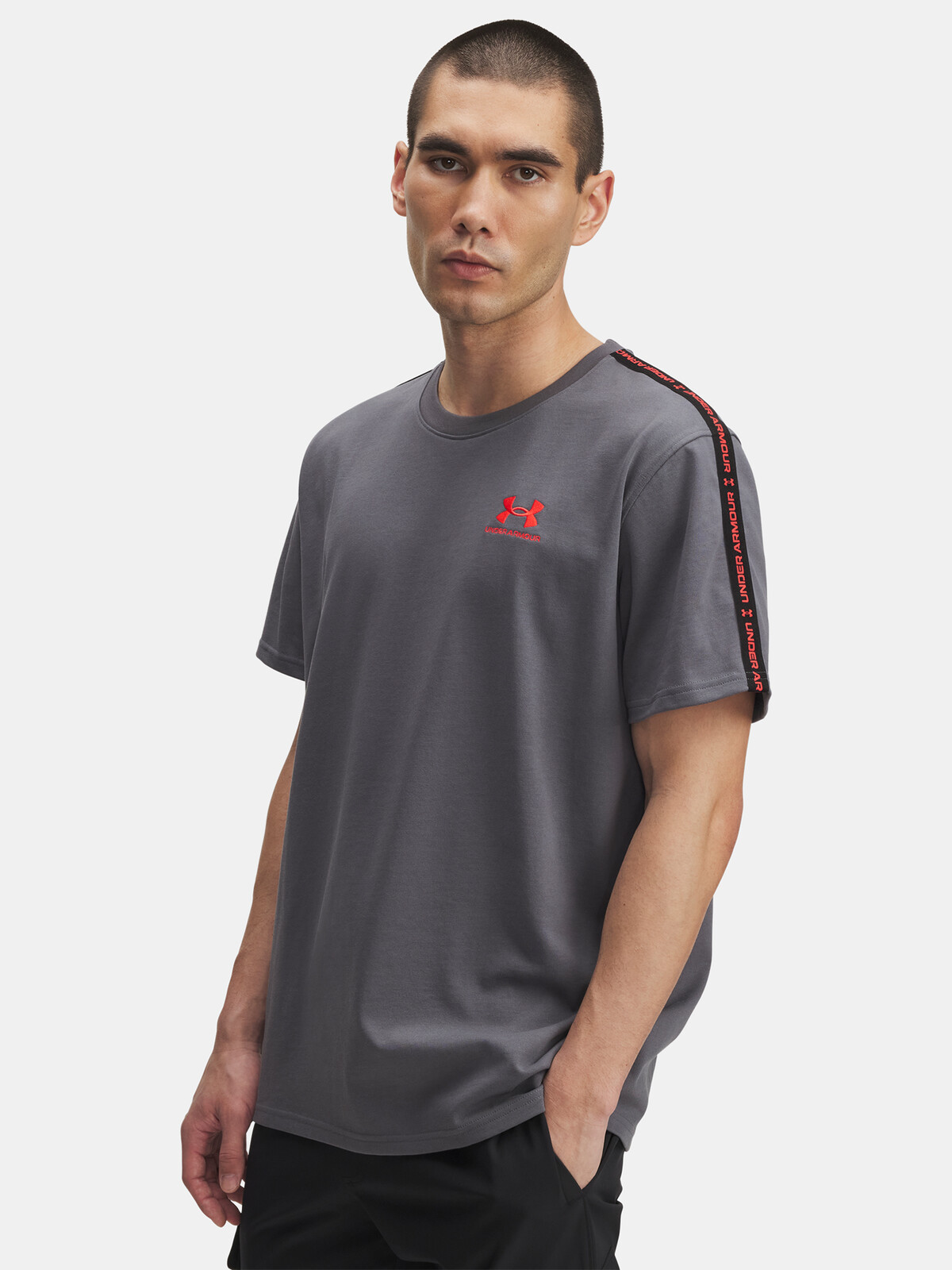 Pánské tričko Under Armour UA Icon HWT Tee Taping-GRY - Pánské