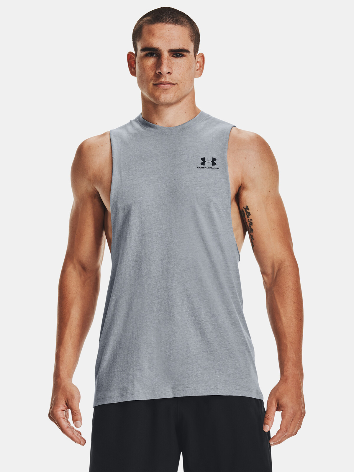 Pánské tílko Under Armour UA LEFT CHEST CUT OFF TANK-GRY - Pánské