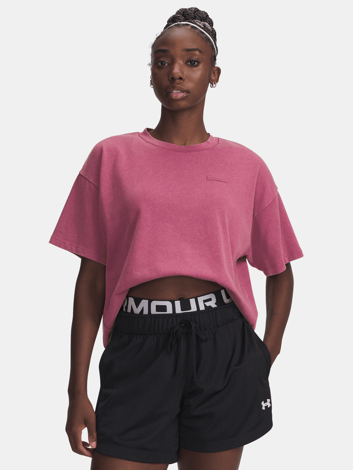 Dámské tričko Under Armour UA HWT Boxy Wash SS-RED - Dámské