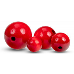 FK Dřevěné kulaté korálky - červené 10 ks - 2,5 cm