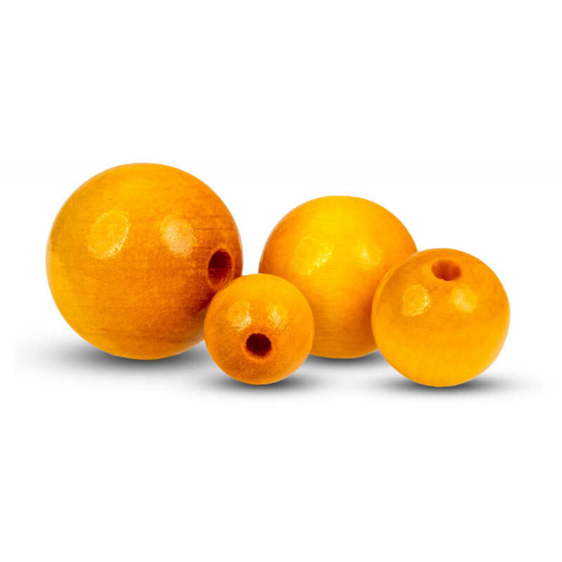 FK Dřevěné kulaté korálky - žluté 50 ks - 1,6 cm