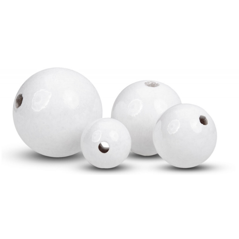 FK Dřevěné kulaté korálky - bílé 50 ks - 2 cm