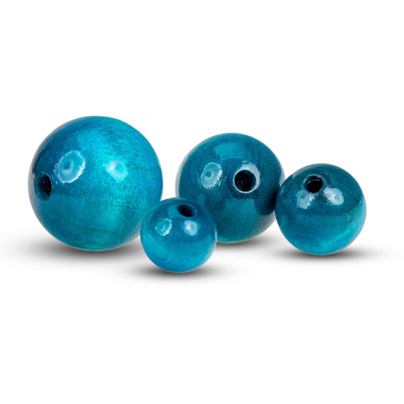 FK Dřevěné kulaté korálky - tyrkysové 50 ks - 3 cm