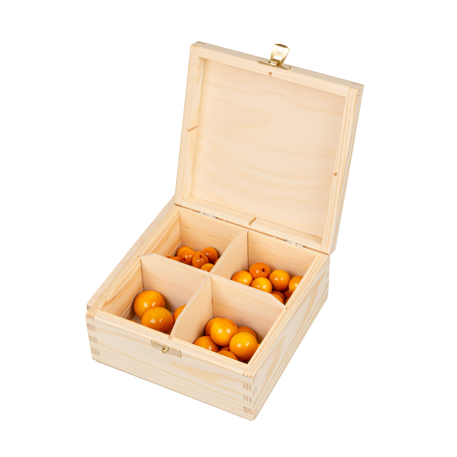 FK Dřevěné kulaté korálky v dárkové krabičce - ŽLUTÉ