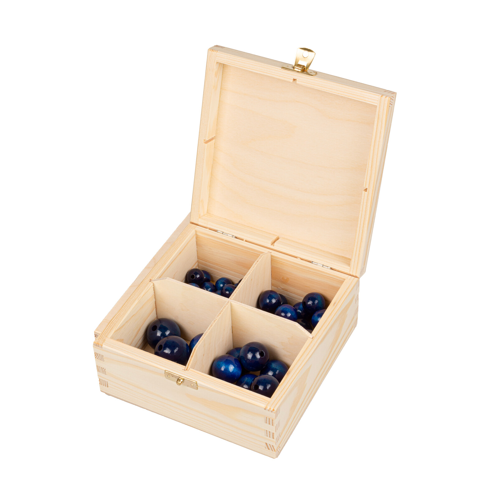 FK Dřevěné kulaté korálky v dárkové krabičce - MODRÉ