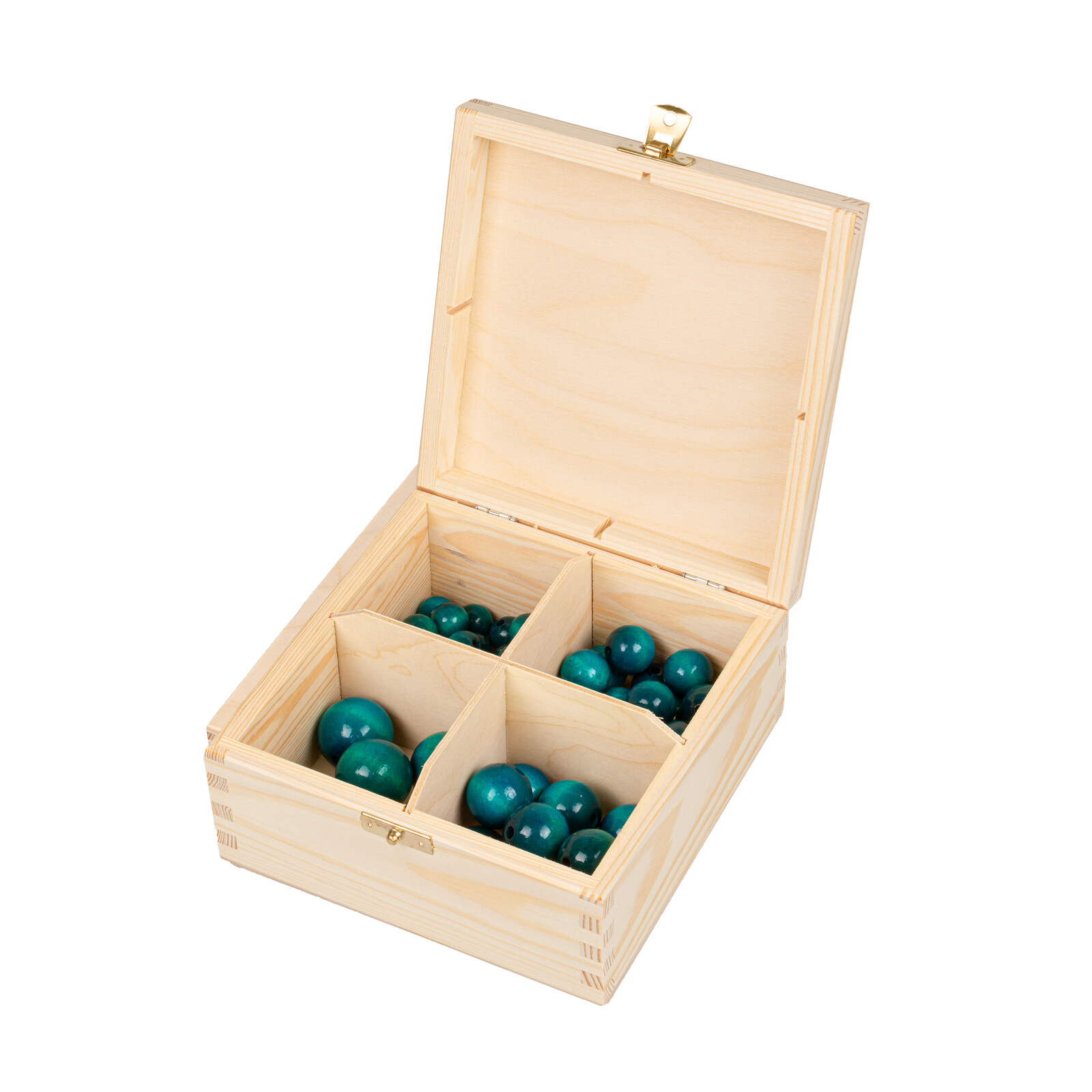 FK Dřevěné kulaté korálky v dárkové krabičce - TYRKYSOVÉ