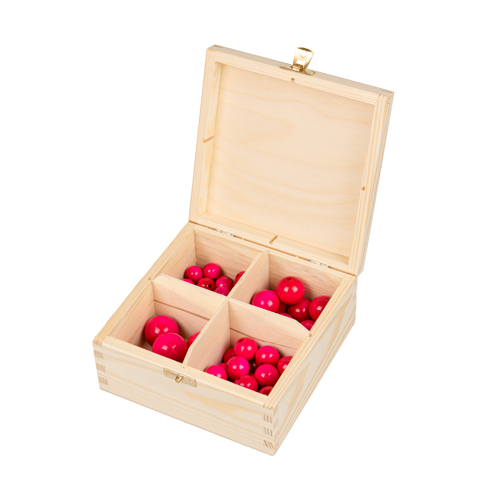 FK Dřevěné kulaté korálky v dárkové krabičce - RŮŽOVÉ