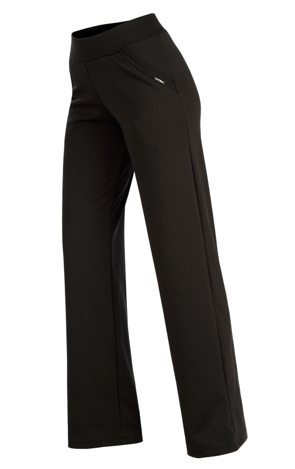 Dámské kalhoty s širokými nohavicemi 7f074 černá litex s