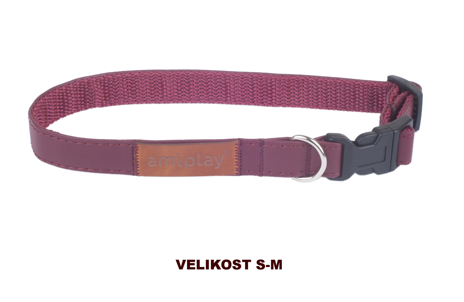 Obojek pro psy nastavitelný PARIS vínová velikost S, M, L, XL Rozměr: M - 25-40x2,0 cm