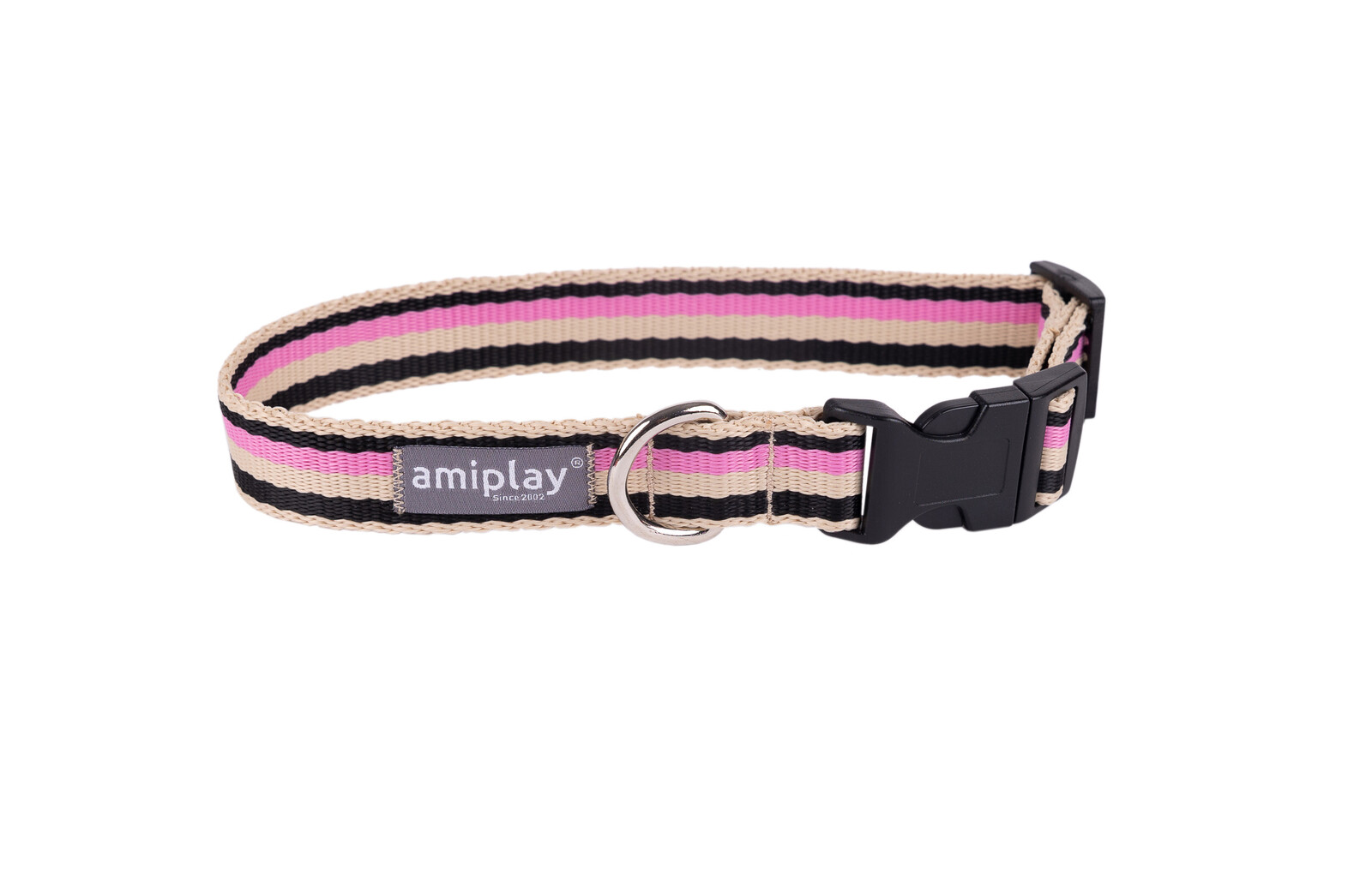 Obojek pro psy nastavitelný POPPY černá/růžová velikost S, M, L, XL Rozměr: M - 25-40x2,0 cm