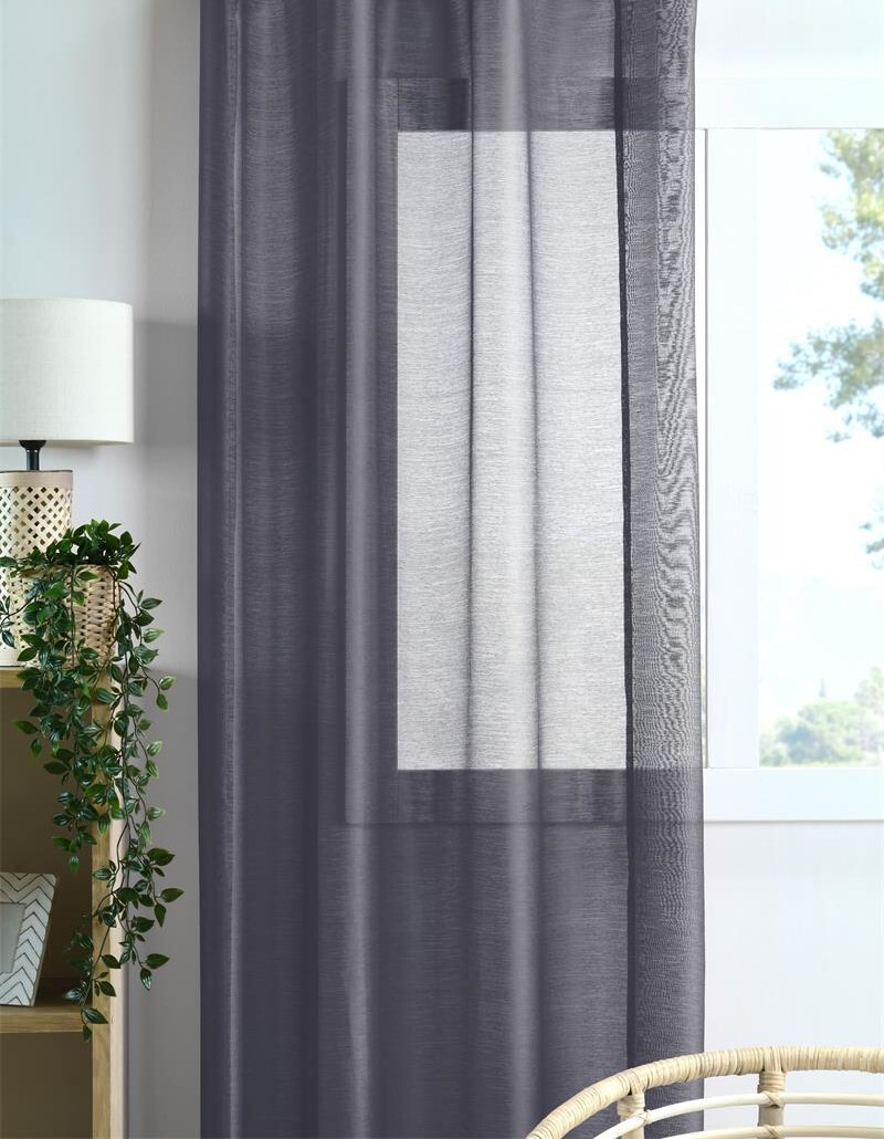 Dekorační dlouhá záclona s řasící páskou WOOD šedá 140x245 cm (cena za 1 kus) MyBestHome