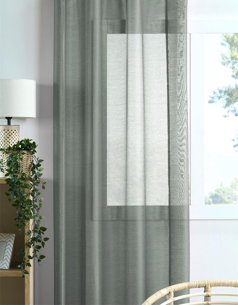 Dekorační dlouhá záclona s řasící páskou WOOD zelená 140x245 cm (cena za 1 kus) MyBestHome