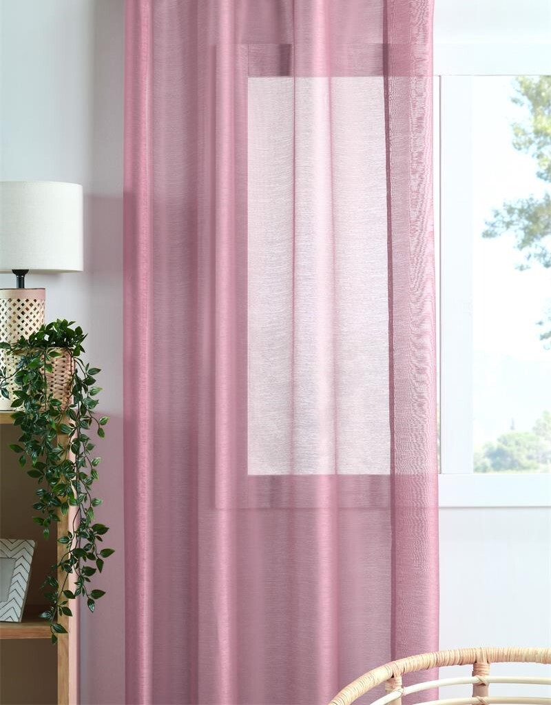 Dekorační dlouhá záclona s řasící páskou WOOD růžová 140x245 cm (cena za 1 kus) MyBestHome