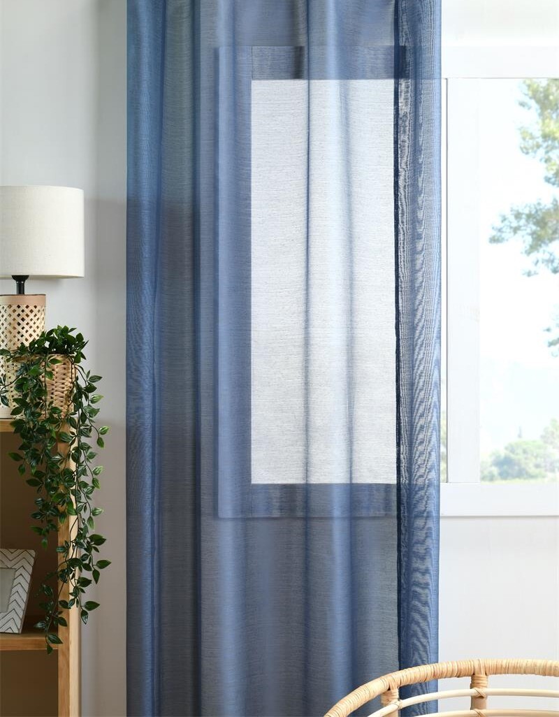 Dekorační dlouhá záclona s řasící páskou WOOD modrá 140x245 cm (cena za 1 kus) MyBestHome