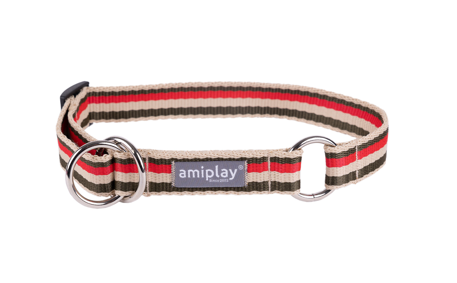 Obojek pro psy polostahovací POPPY červená/olivová velikost M, L, XL Rozměr: M - 26-40x2,0 cm