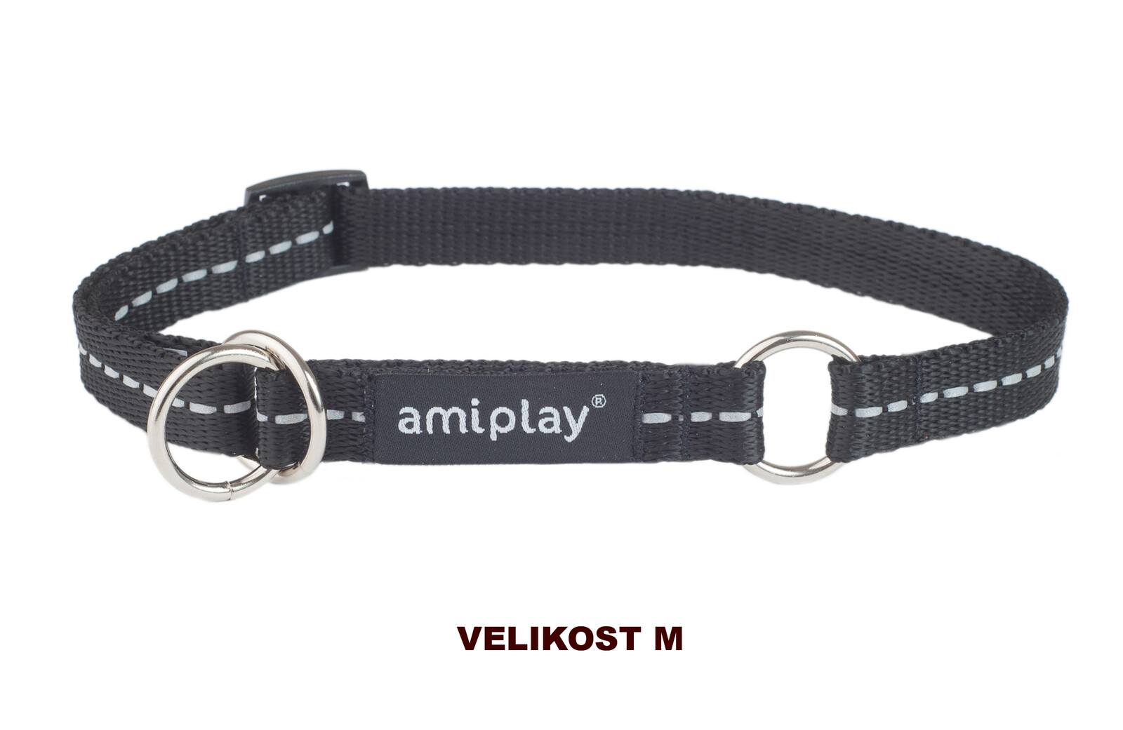 Obojek pro psy polostahovací REFLEX černá velikost M, L, XL Rozměr: M - 26-40x2,0 cm