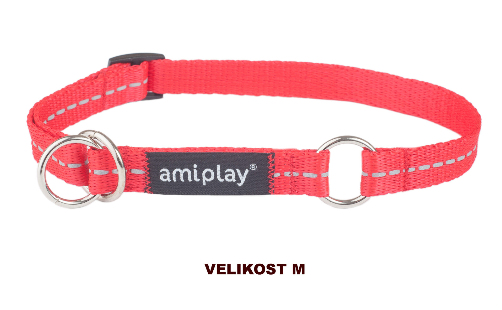 Obojek pro psy polostahovací REFLEX červená velikost M, L, XL Rozměr: M - 26-40x2,0 cm