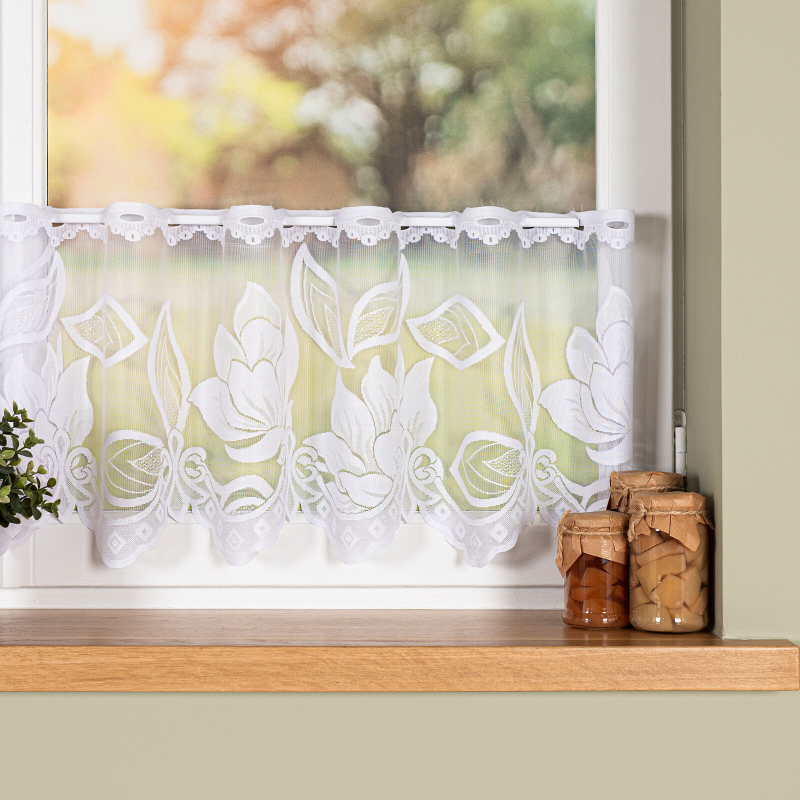 Dekorační metrážová vitrážová záclona OLINA bílá výška 30 cm MyBestHome