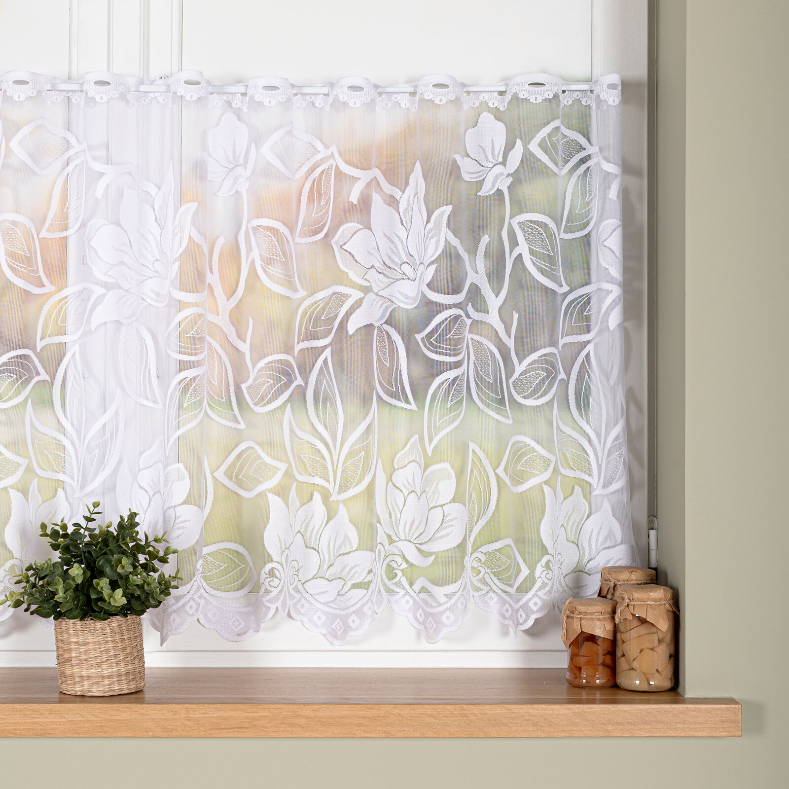 Dekorační metrážová vitrážová záclona OLINA bílá výška 80 cm MyBestHome