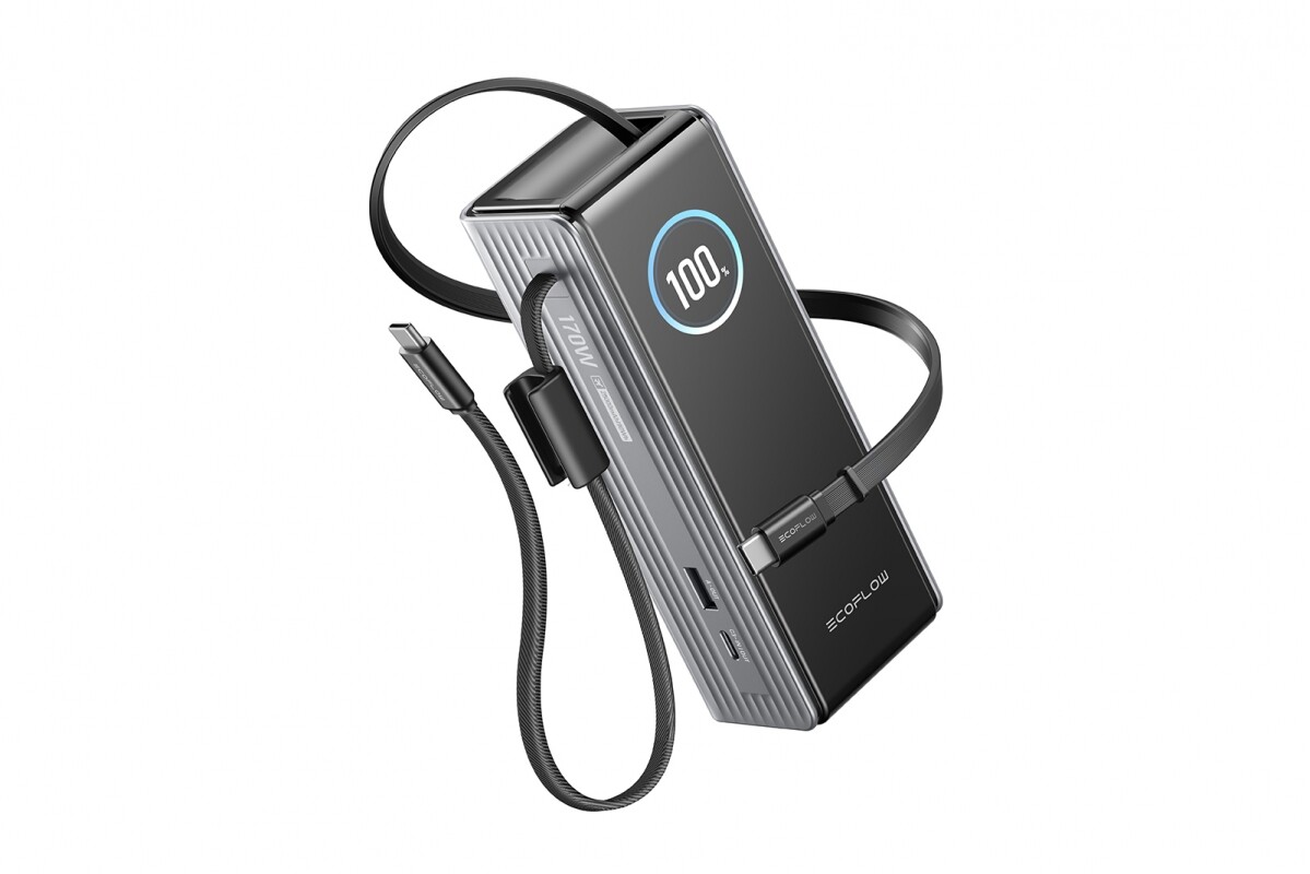 EcoFlow - RAPID Power Banka (25000mAh,170W) 2x100W vestavěný USB-C kabel - stříbrná