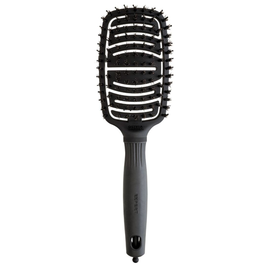 Olivia Garden Expert Care - kartáče na rozčesávání Care Flex Black Label - kombinované štětiny - divoké + nylonové zakončené kuličkou - matná černá