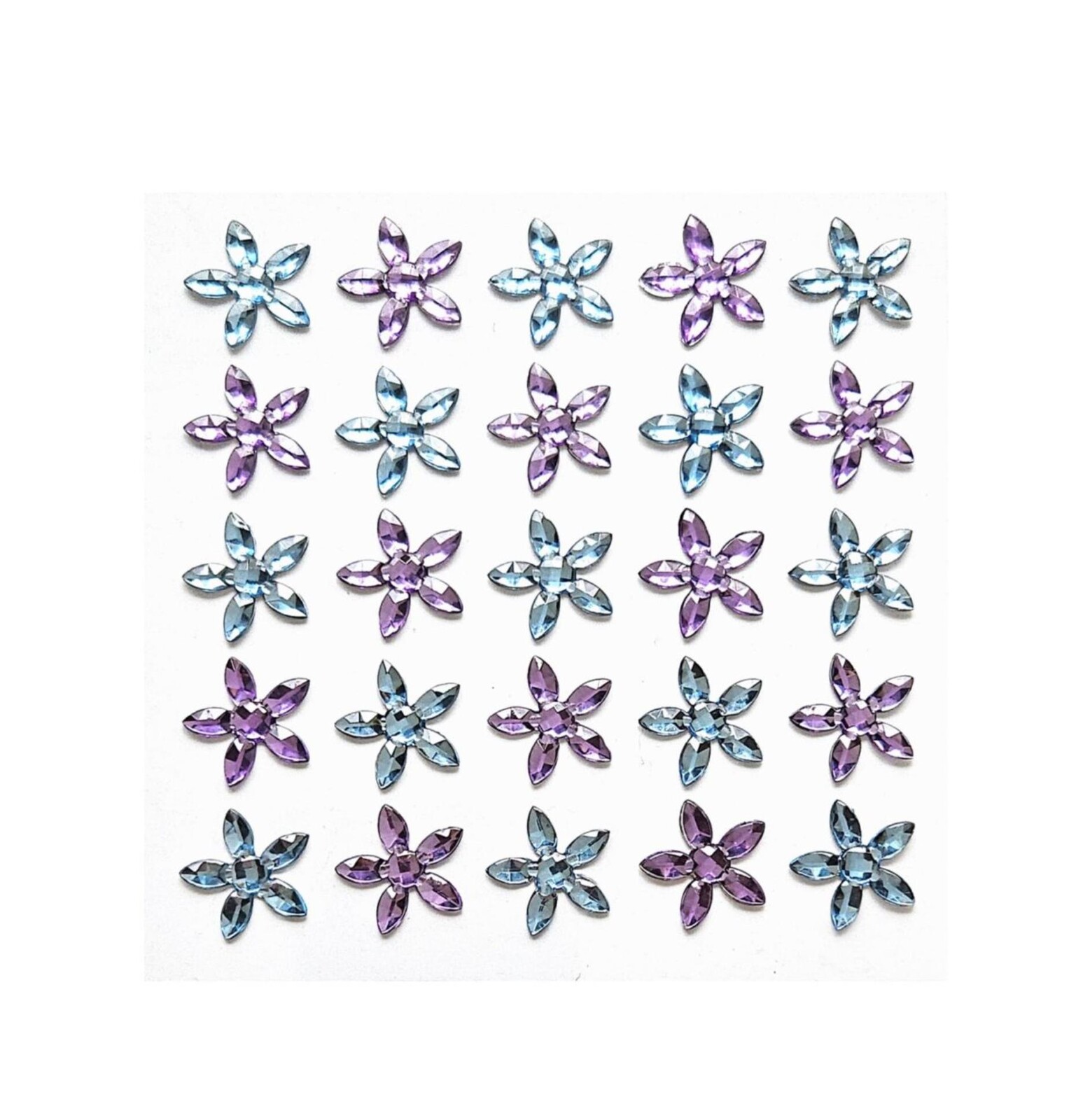 Galeria Papieru Samolepicí dekorační květy - s kamínky, modré a fialové, 25 ks