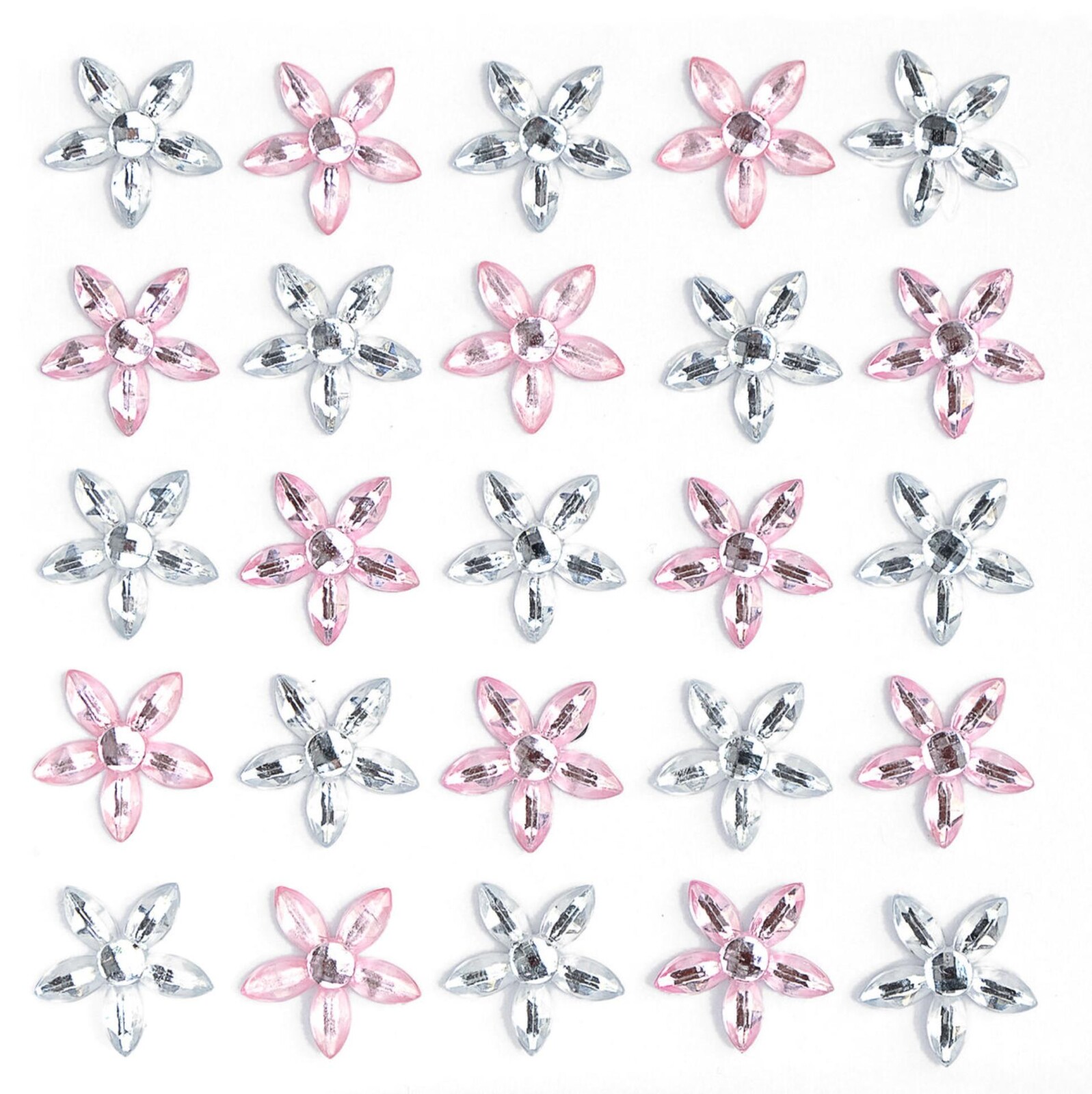 Galeria Papieru Samolepicí dekorační květy - s kamínky, růžové, 25 ks