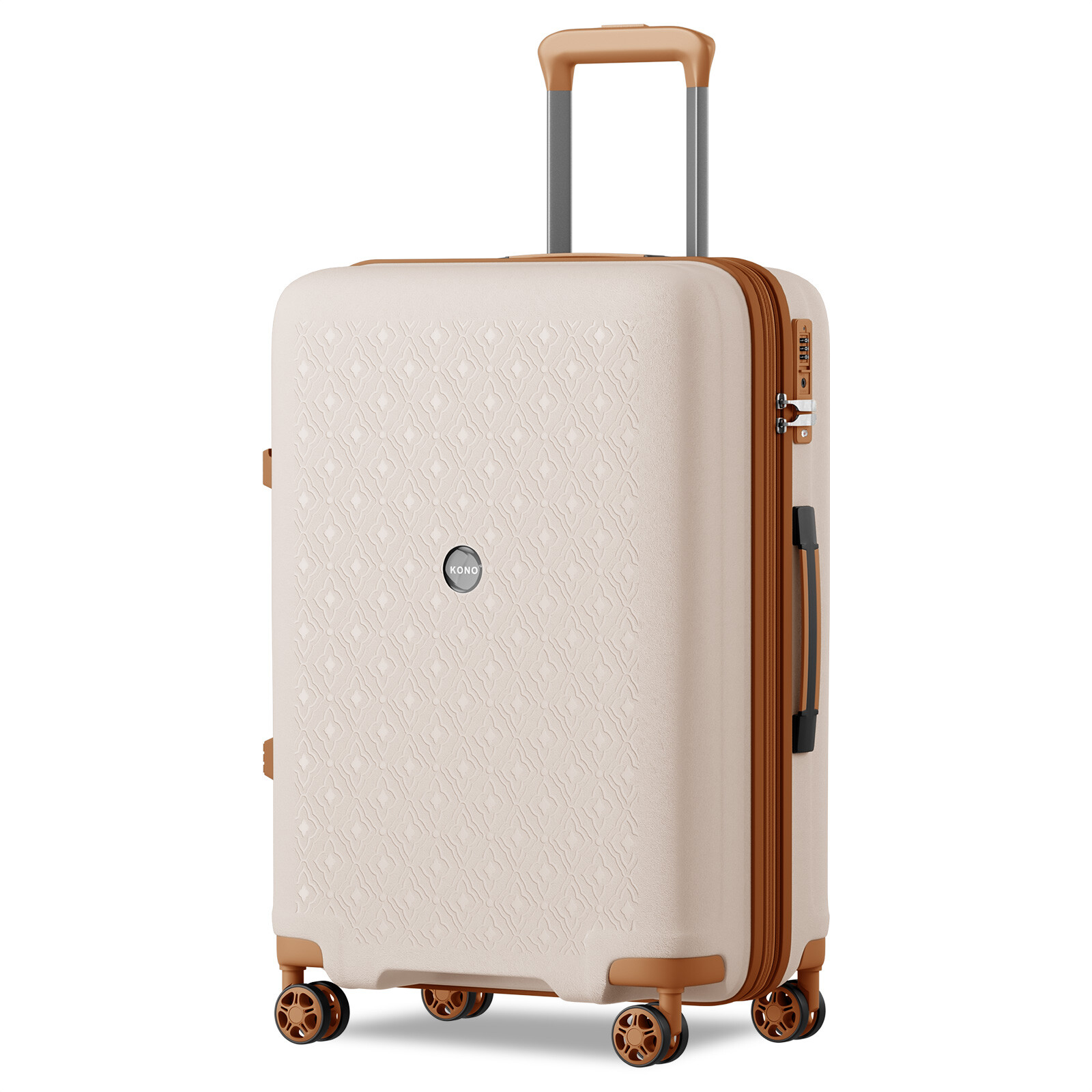 Cestovní kufr z polypropylenu Kono 114 L - béžovo-hnědý