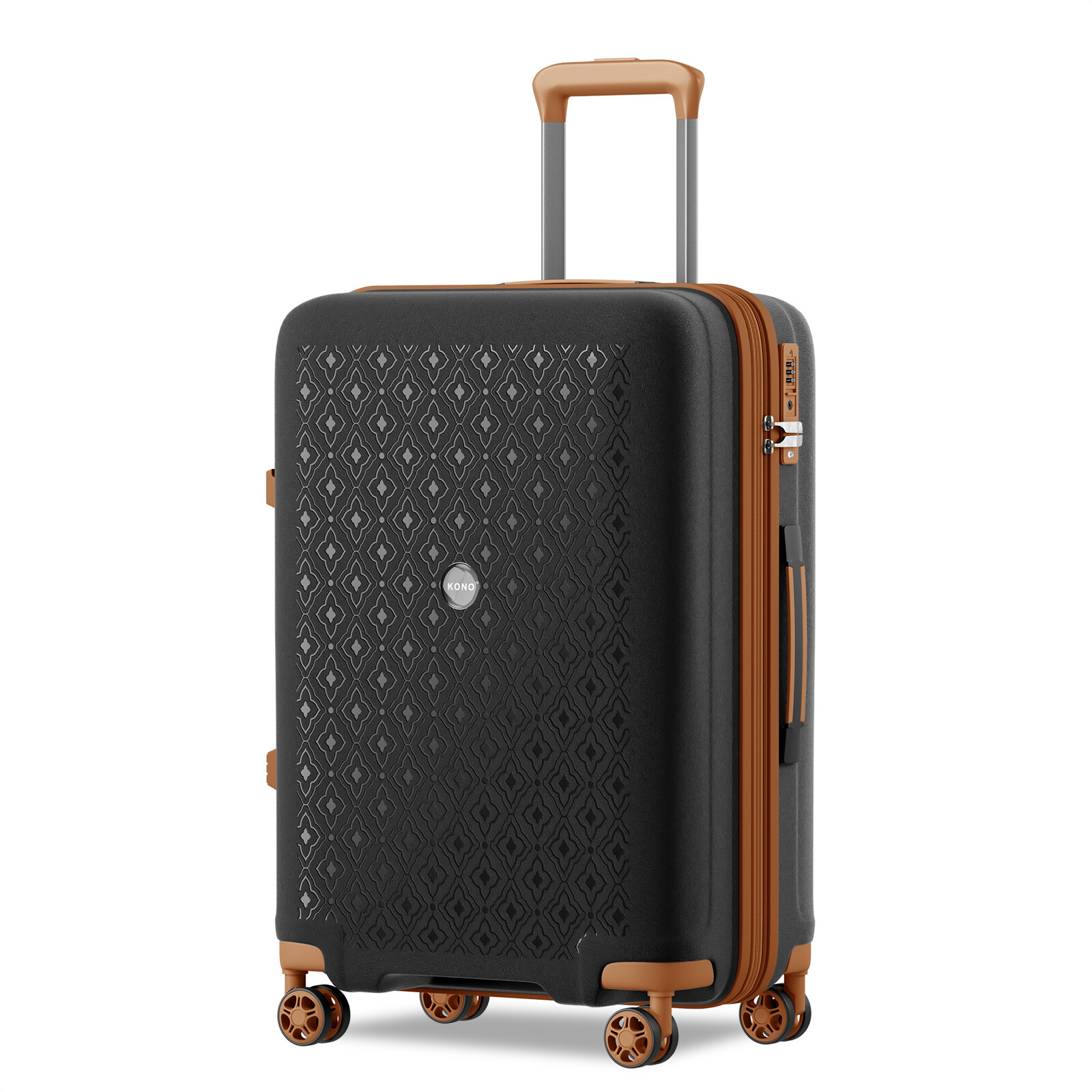 Cestovní kufr z polypropylenu Kono 114 L - černo-hnědý