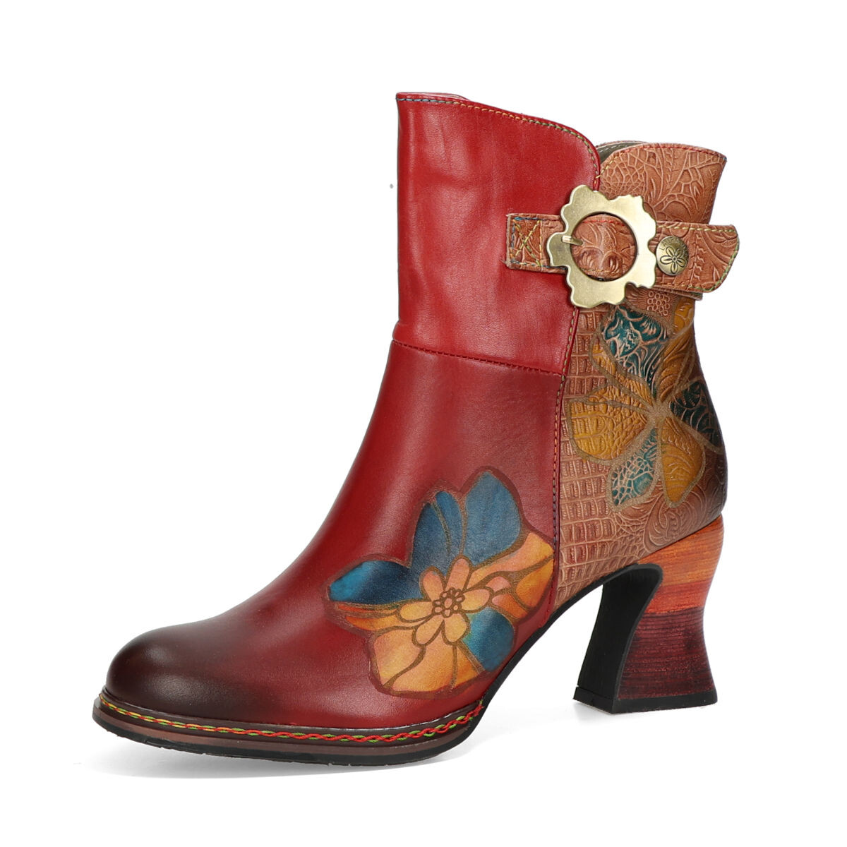 Laura Vita dámské kožené kotníkové kozačky - červené - 36