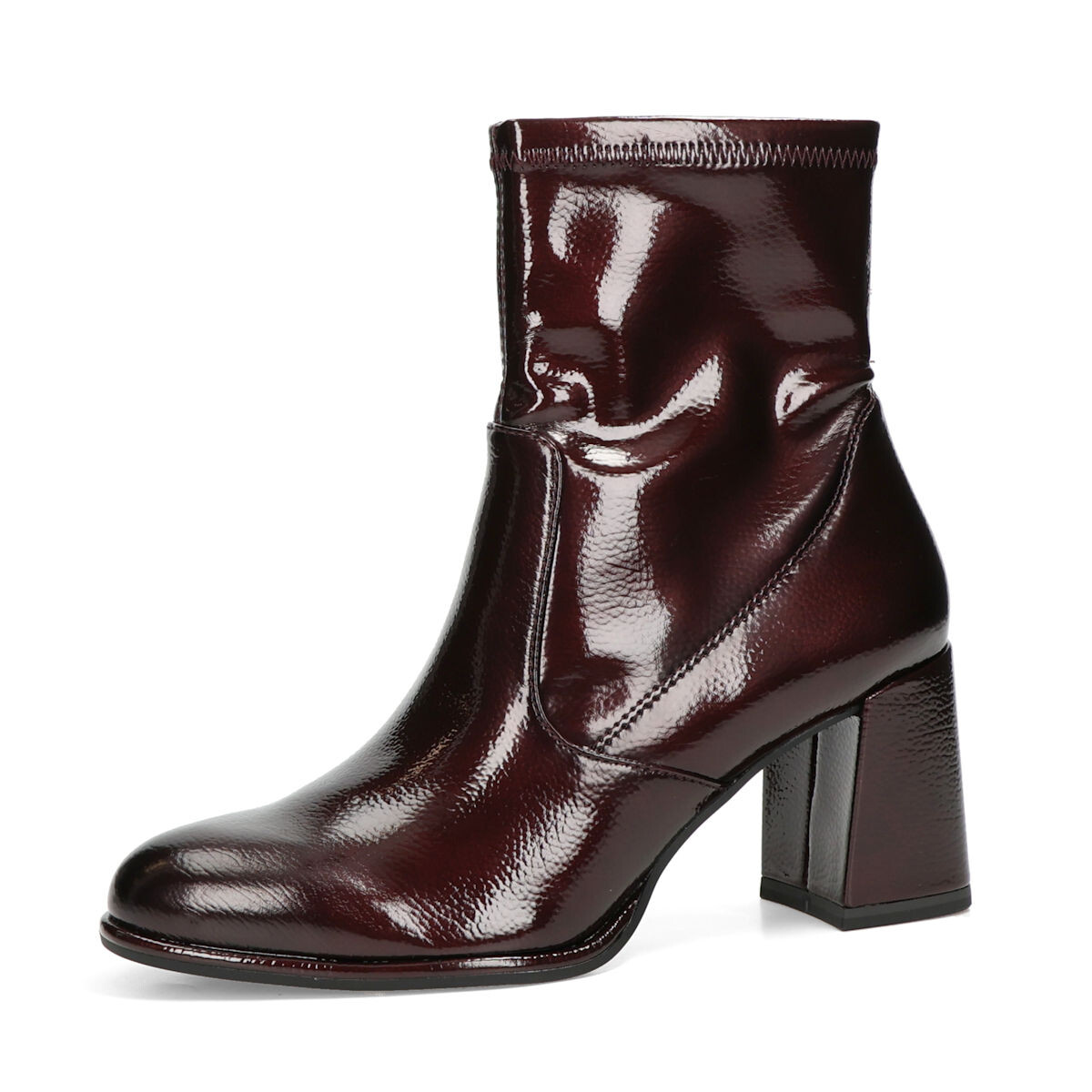Tamaris dámské lakované kotníkové kozačky - bordó - 35