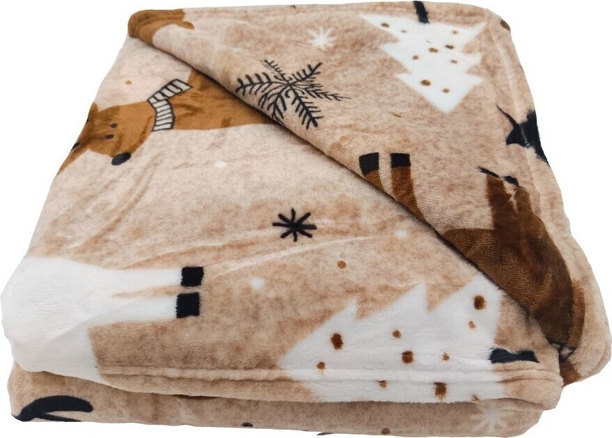 Hnědá deka s vánočním motivem z mikroplyše 150x200 cm Nordic Fairytale – My House